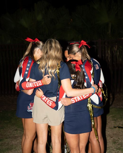 The team huddled together